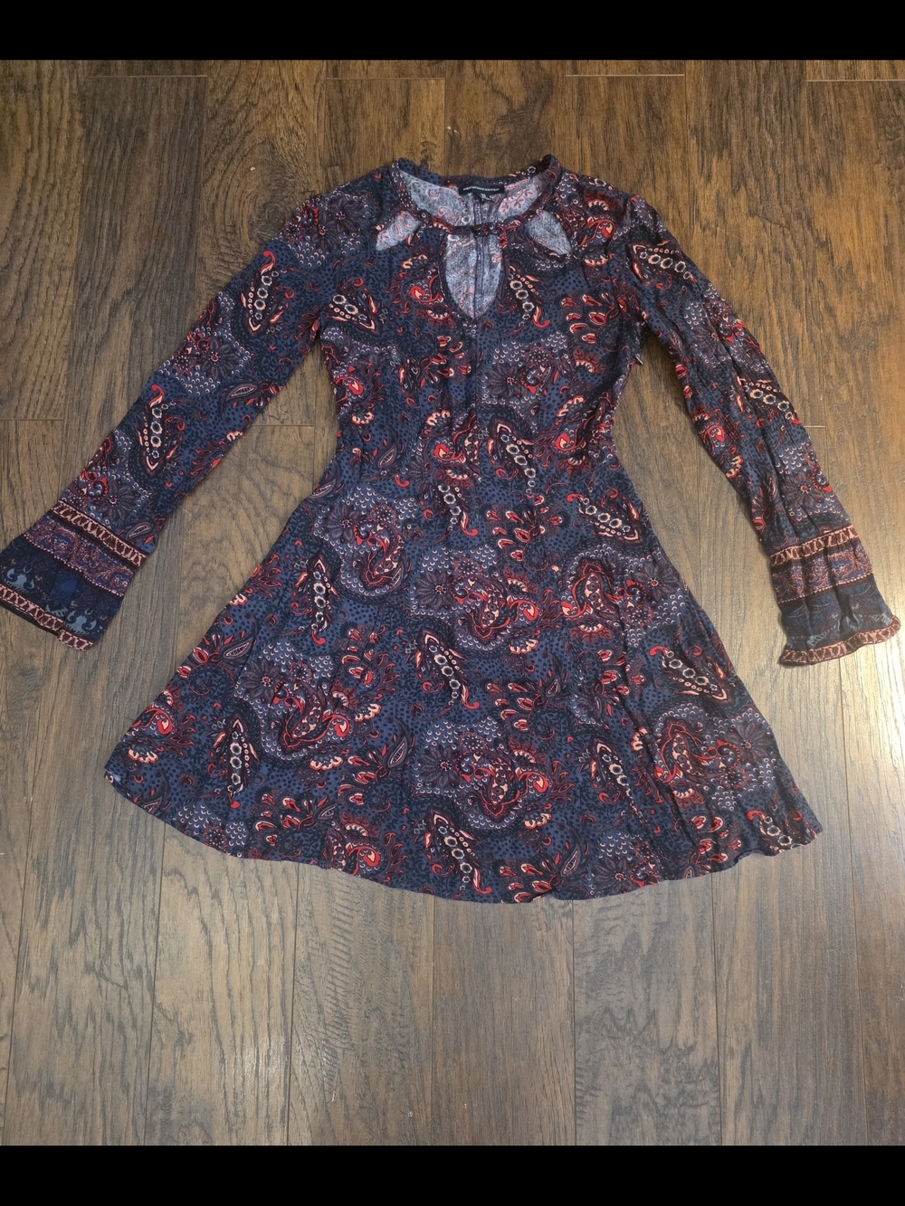 American Eagle Outfitters Navy and Red Paisley Mini Dress